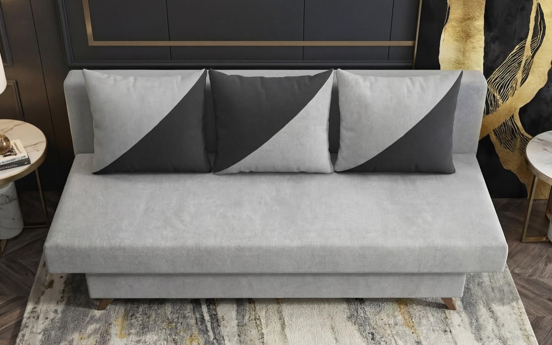 Extendable sofa Marty, light grey + black  4